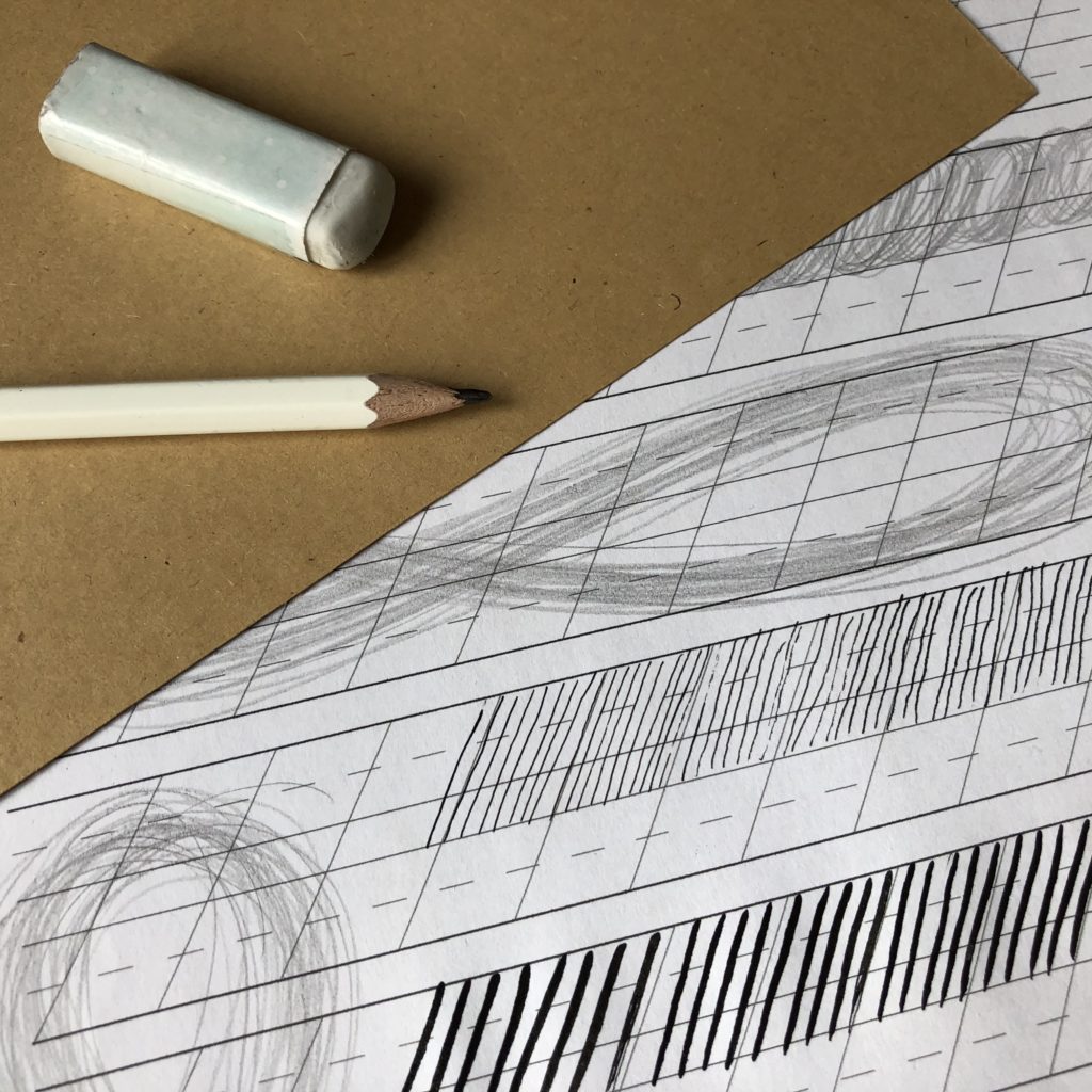 Kalligrafie lernen Material Aufwärmen mit Bleistift